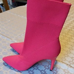 Red Knit High heel booties